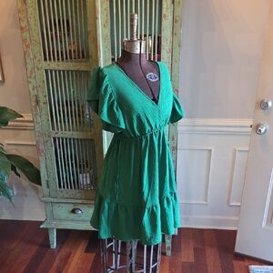 NWT MAX STUDIO Ruffled Green Mini Dress S